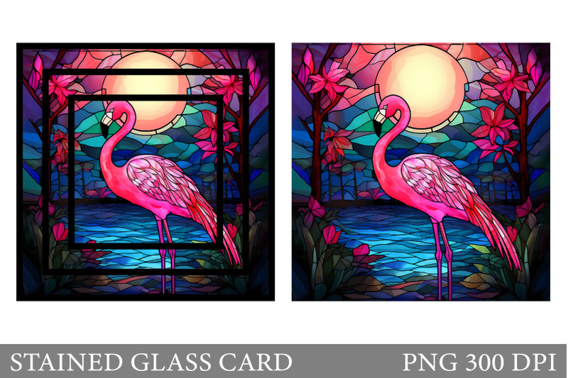 stained-glass-flamingo-card-stained-glass-card-sublimation