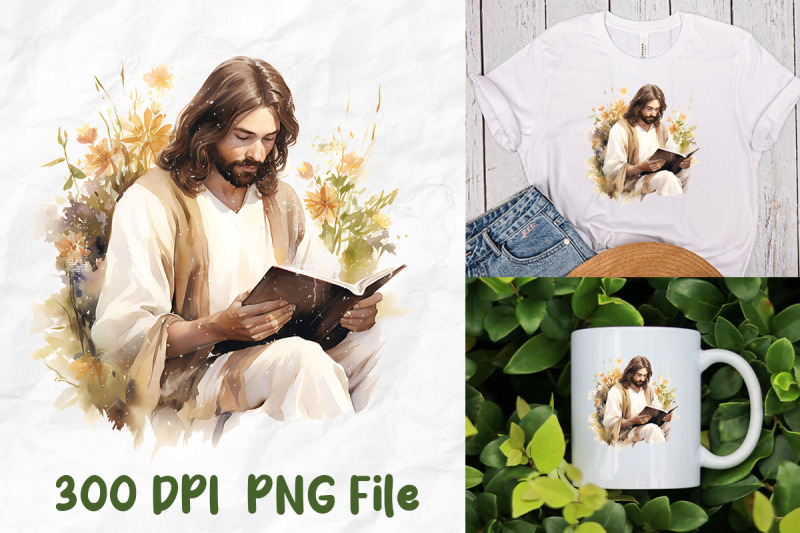 jesus-christ-read-bible-retro-flowers