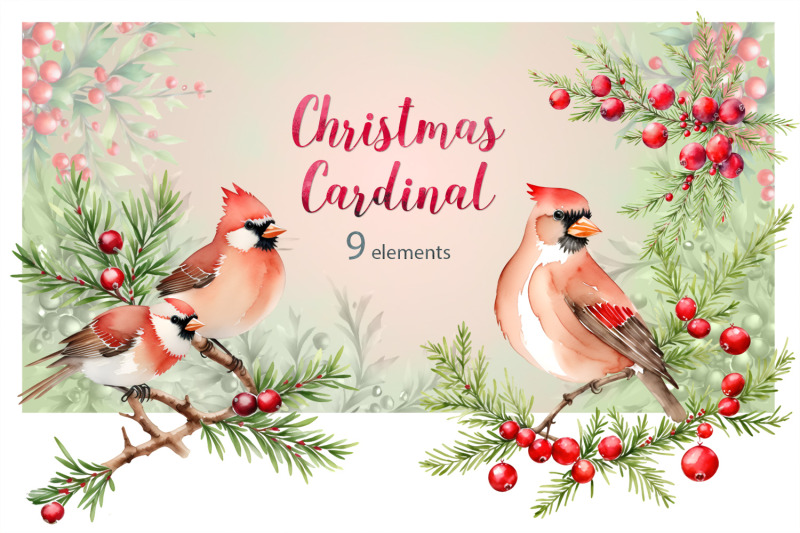 watercolor-christmas-cardinal-bundle-png-cliparts