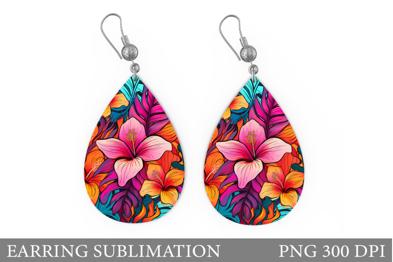 tropical-flowers-earring-design-flowers-teardrop-earring