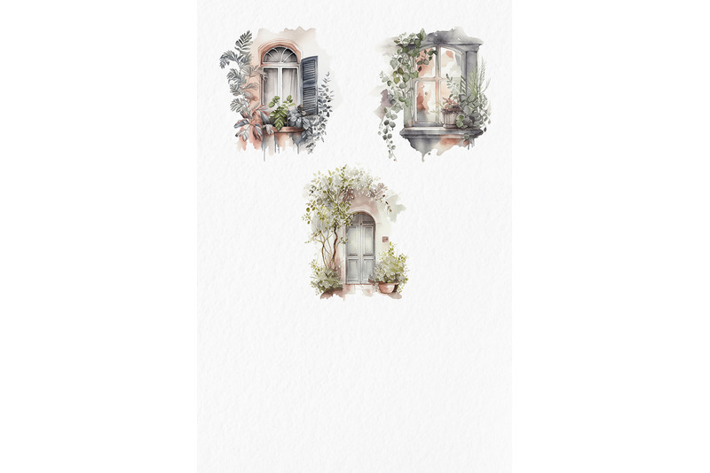 cozy-doors-windows-watercolor-clipart-png
