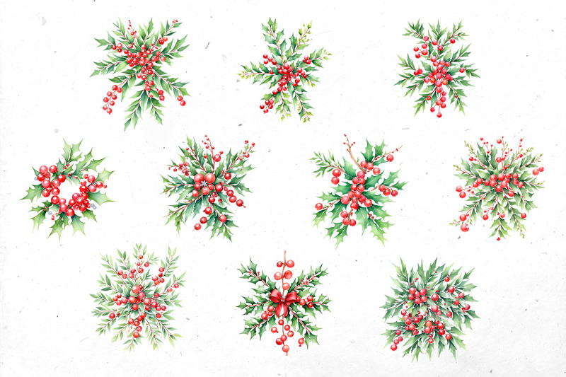 holly-jolly-watercolor-bundle-png-clipart-set