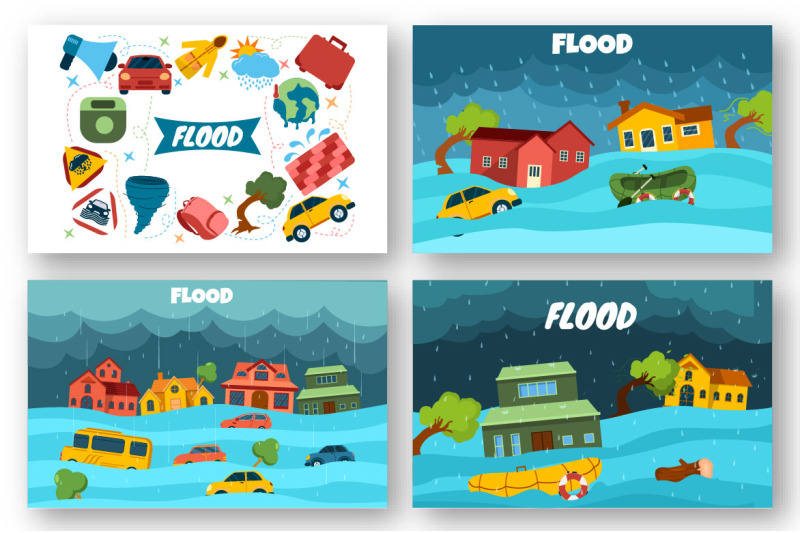 6-floods-vector-illustration