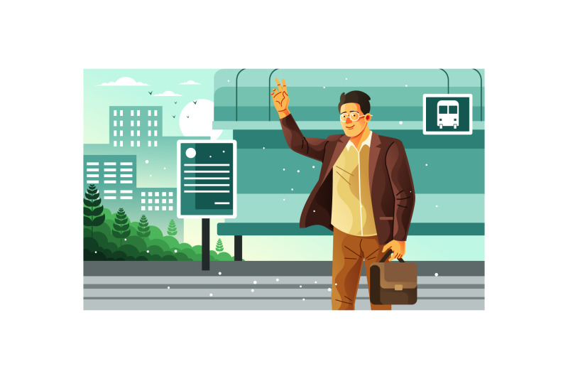 man-stop-the-bus-illustration