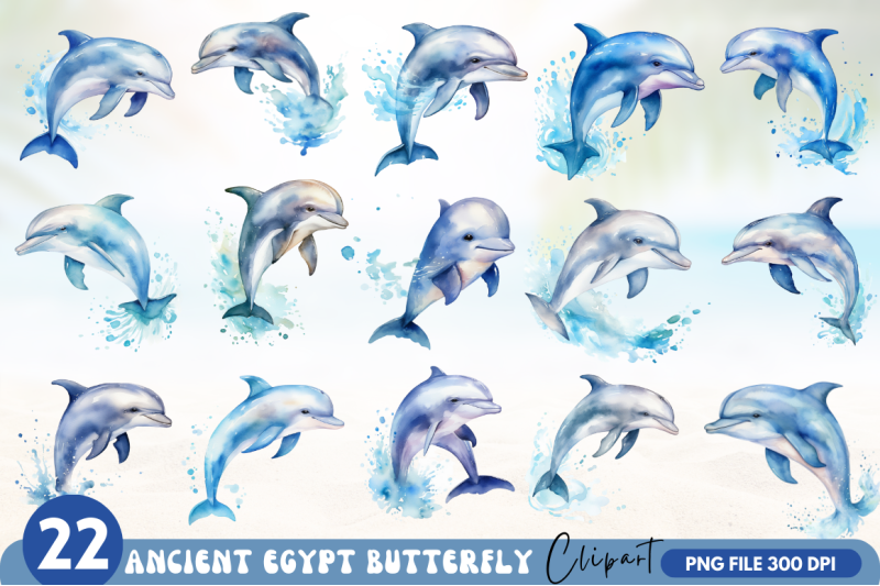 baby-dolphin-watercolor-clipart-bundle