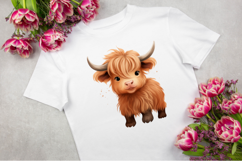 baby-highland-cow-illustrations-clipart-bundle