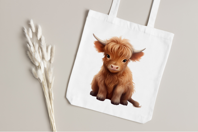 baby-highland-cow-illustrations-clipart-bundle