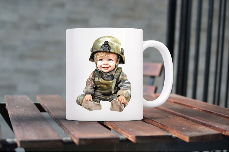 baby-military-army-watercolor-clipart-bundle