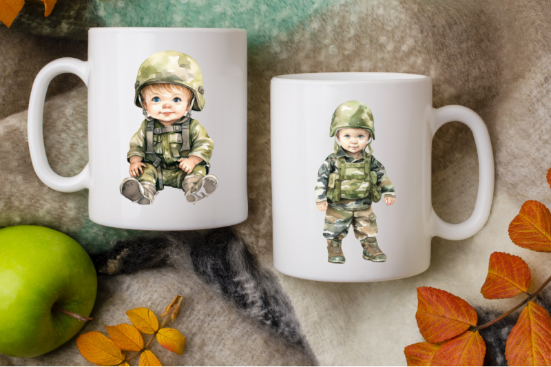 baby-military-army-watercolor-clipart-bundle