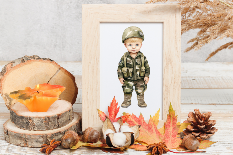 baby-military-army-watercolor-clipart-bundle