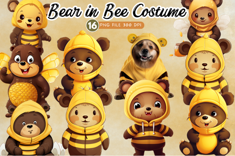 bear-in-bee-costume-subimation-clipart-bundle