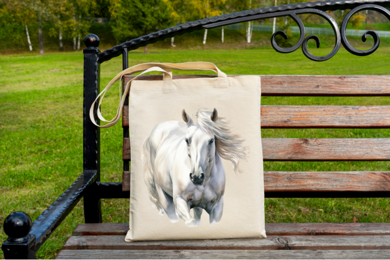 beautiful-white-horse-watercolor-clipart-bundle