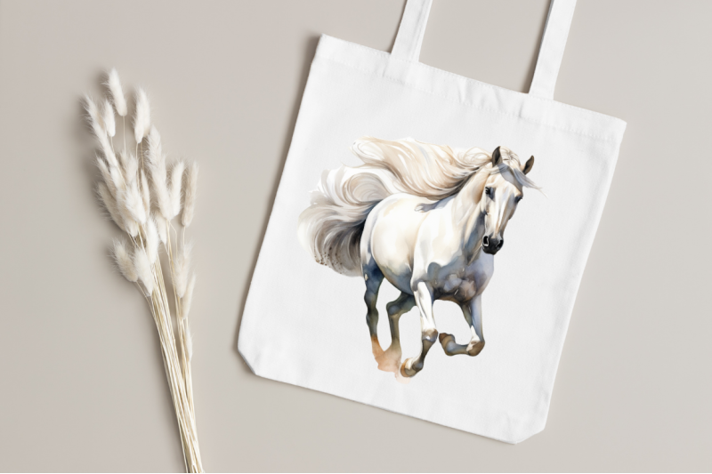 beautiful-white-horse-watercolor-clipart-bundle