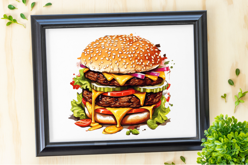 big-hamburgers-sublimation-clipart-bundle