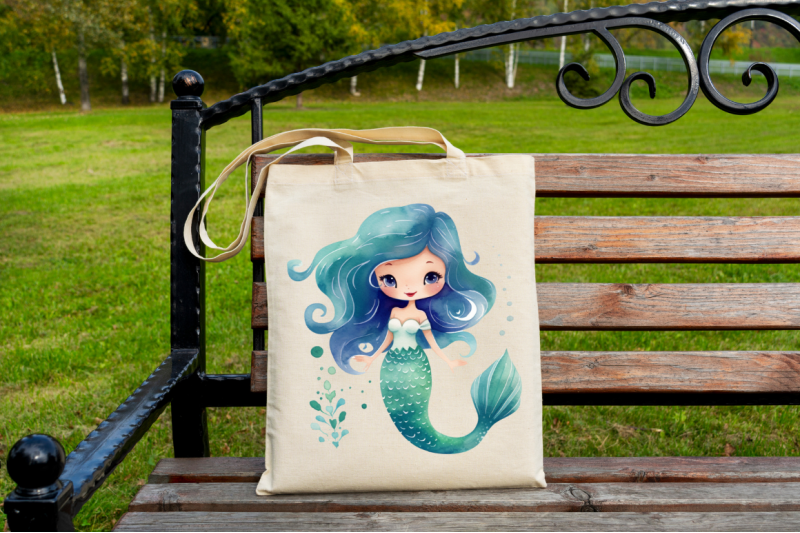 cute-mermaid-watercolor-clipart-bundle