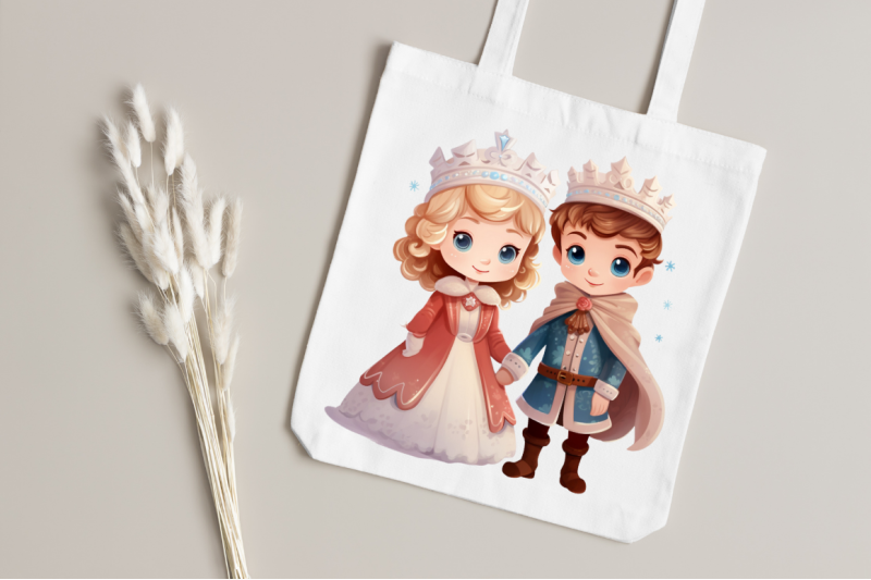 cute-snow-princess-and-prince-clipart-bundle