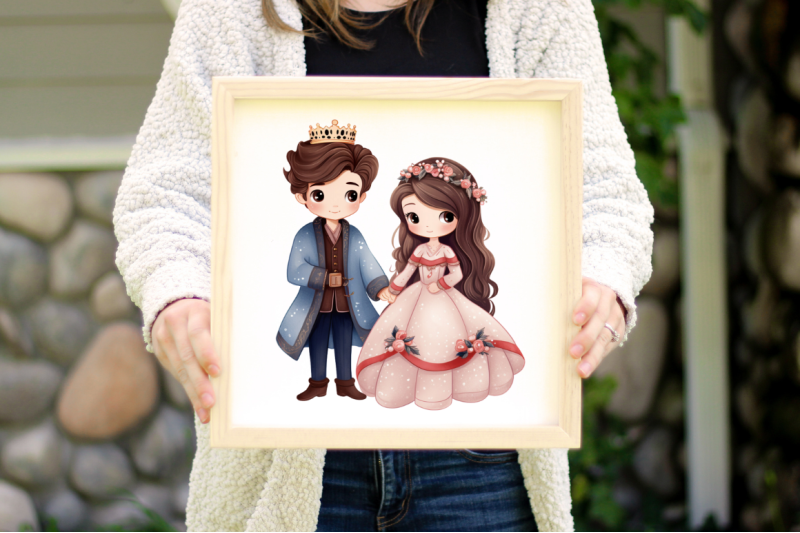 cute-snow-princess-and-prince-clipart-bundle