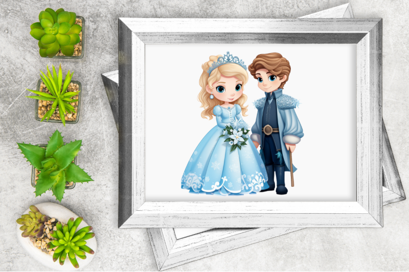 cute-snow-princess-and-prince-clipart-bundle