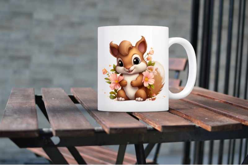 cute-squirrel-with-flowers-clipart-bundle