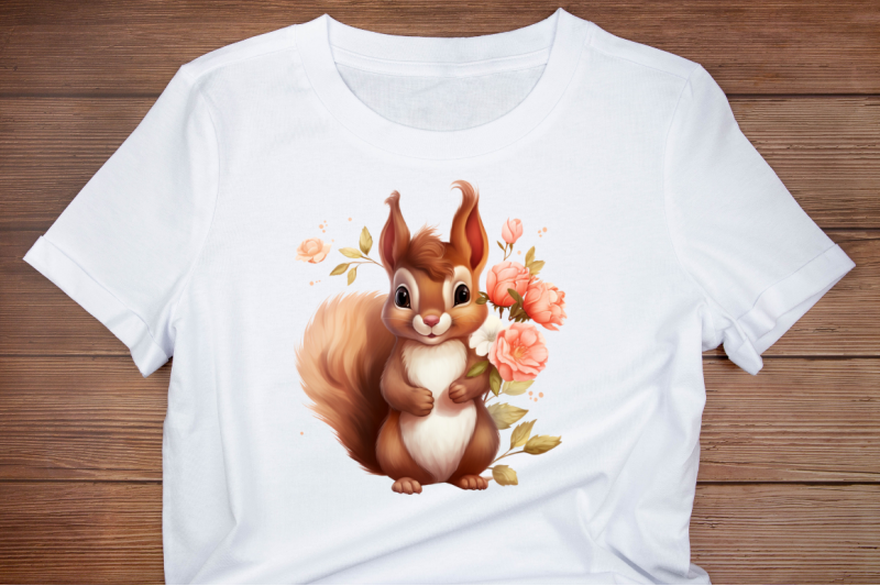 cute-squirrel-with-flowers-clipart-bundle