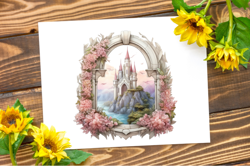 fairy-castle-window-sublimation-clipart-bundle