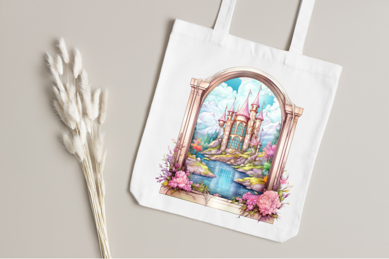 fairy-castle-window-sublimation-clipart-bundle