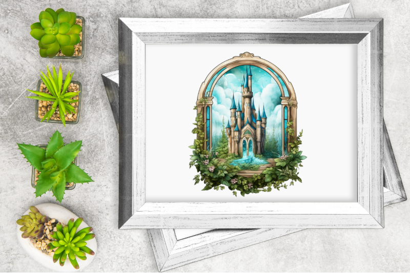 fairy-castle-window-sublimation-clipart-bundle