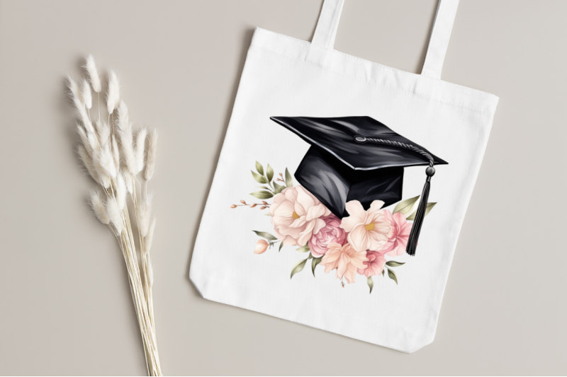 floral-graduation-caps-sublimation-clipart-bundle