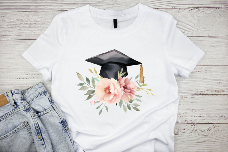 floral-graduation-caps-sublimation-clipart-bundle