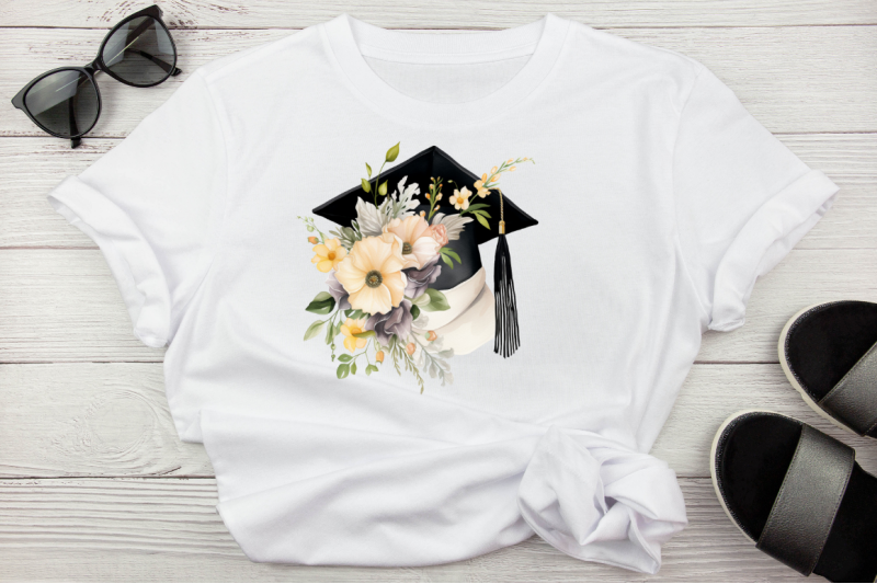 floral-graduation-caps-sublimation-clipart-bundle