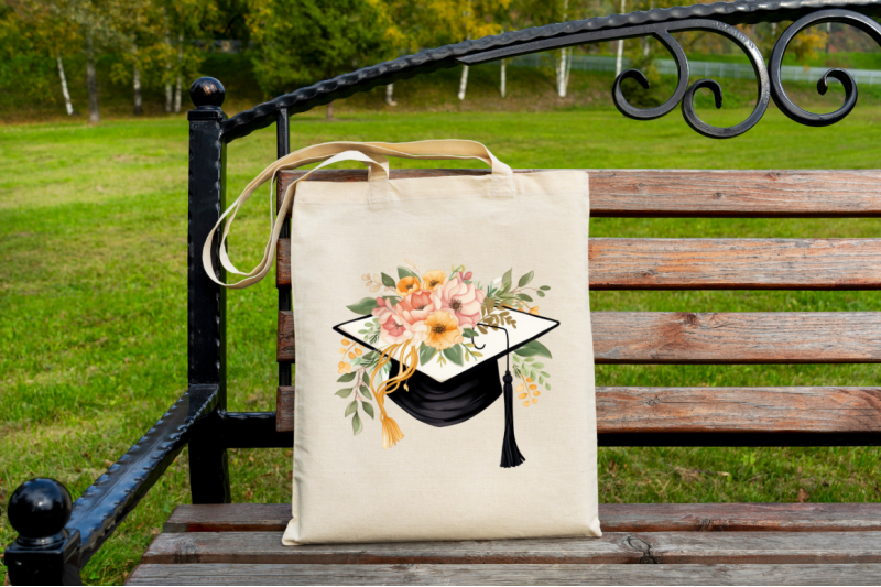 floral-graduation-caps-sublimation-clipart-bundle