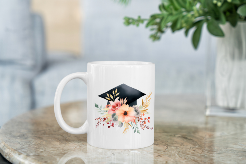 floral-graduation-caps-sublimation-clipart-bundle