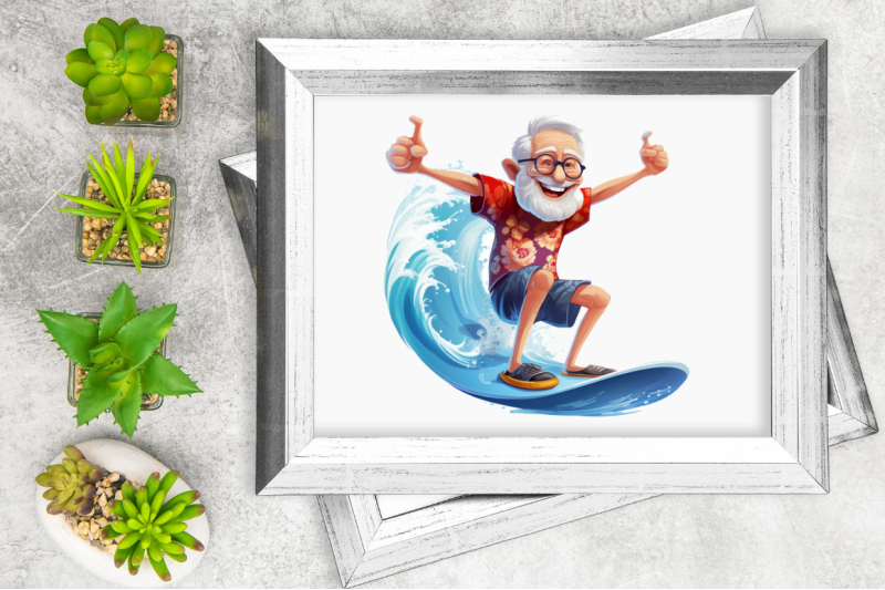 funny-grandpa-surfing-clipart-bundle