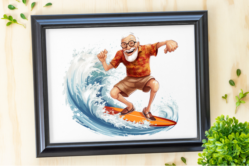 funny-grandpa-surfing-clipart-bundle