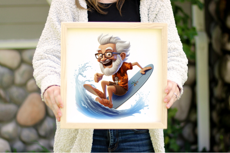 funny-grandpa-surfing-clipart-bundle