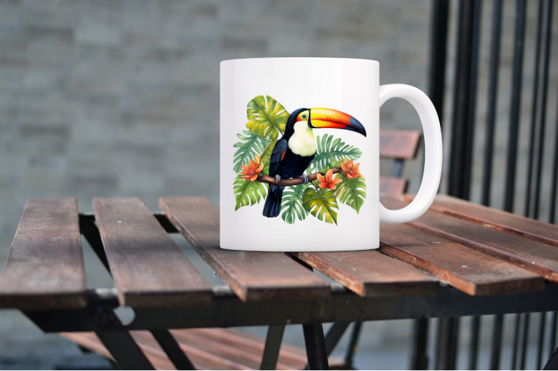 toucans-in-rainforest-sublimation-clipart-bundle