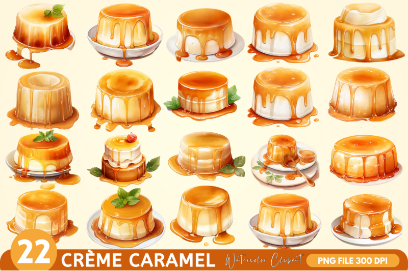 watercolor-crme-caramel-clipart-bundle