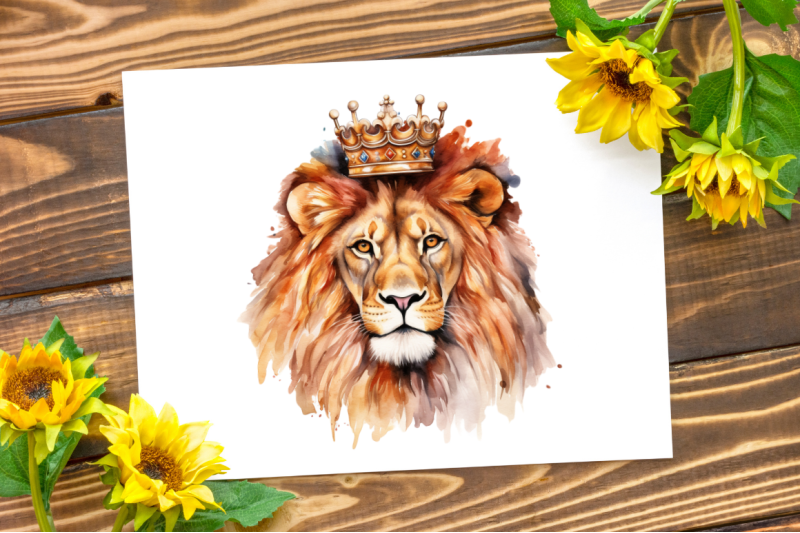 watercolor-king-lion-sublimation-clipart-bundle