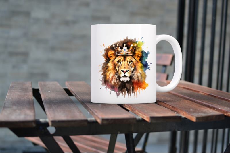 watercolor-king-lion-sublimation-clipart-bundle