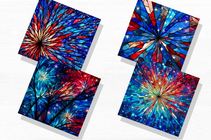 4th-of-july-fireworks-stained-glass-clipart-bundle