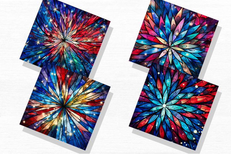 4th-of-july-fireworks-stained-glass-clipart-bundle