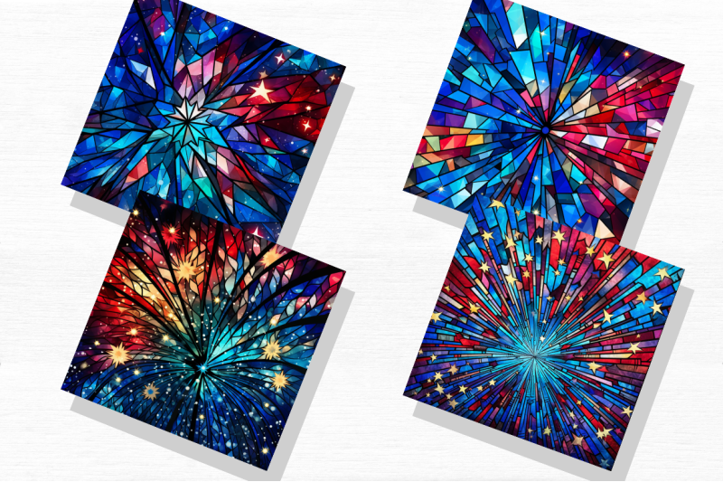 4th-of-july-fireworks-stained-glass-clipart-bundle