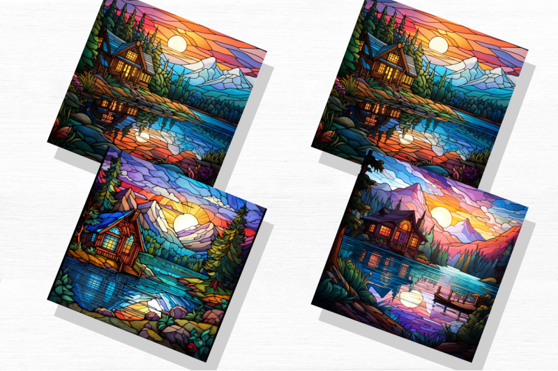 cabin-by-lake-stained-glass-backgrounds-bundle