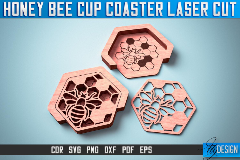 honey-bee-cup-coasters-laser-cut-laser-cut-svg-design-cnc-files