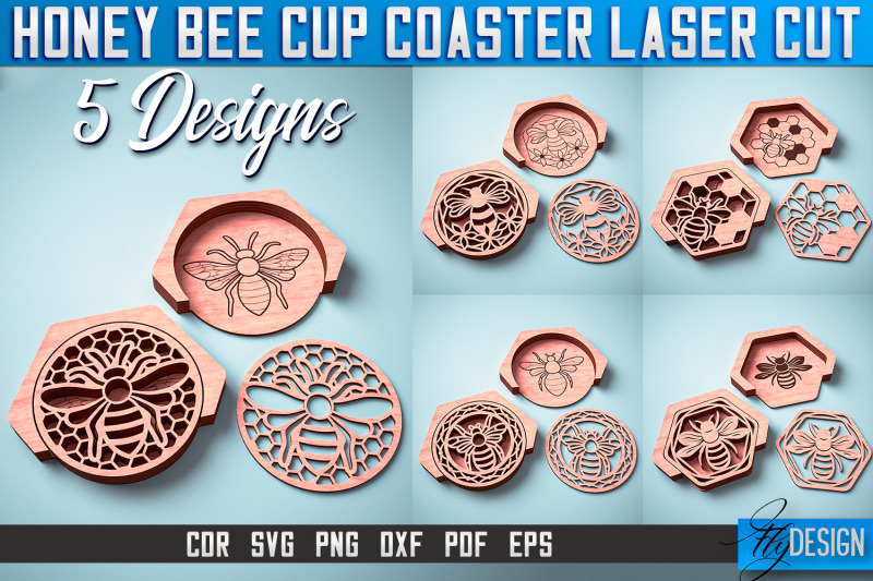 honey-bee-cup-coasters-laser-cut-laser-cut-svg-design-cnc-files