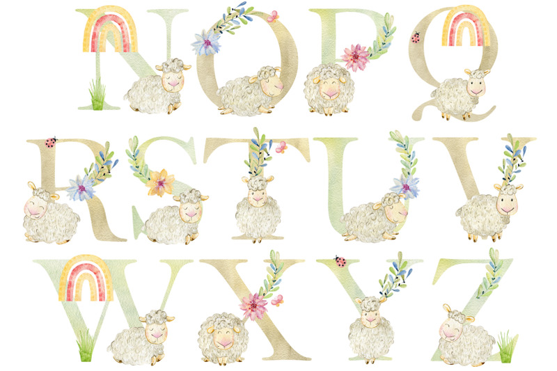 watercolor-alphabet-with-sheeps
