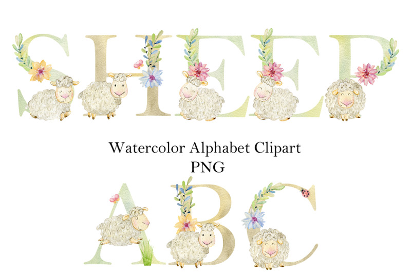 watercolor-alphabet-with-sheeps
