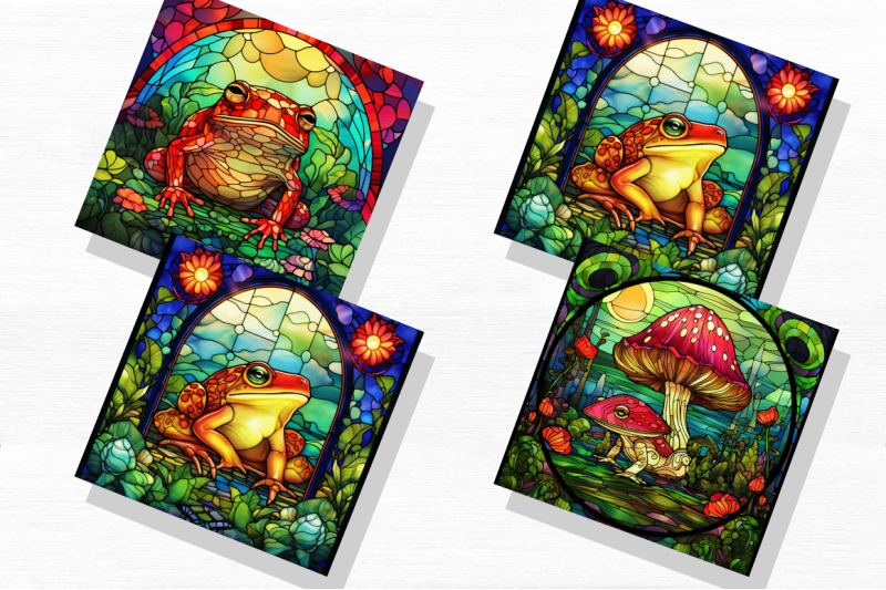 frog-mushroom-stained-glass-backgrounds-bundle