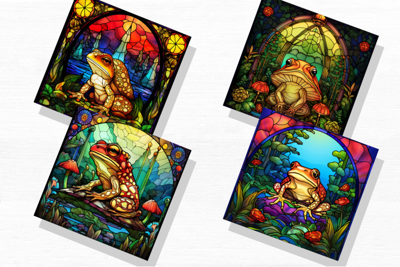 frog-mushroom-stained-glass-backgrounds-bundle