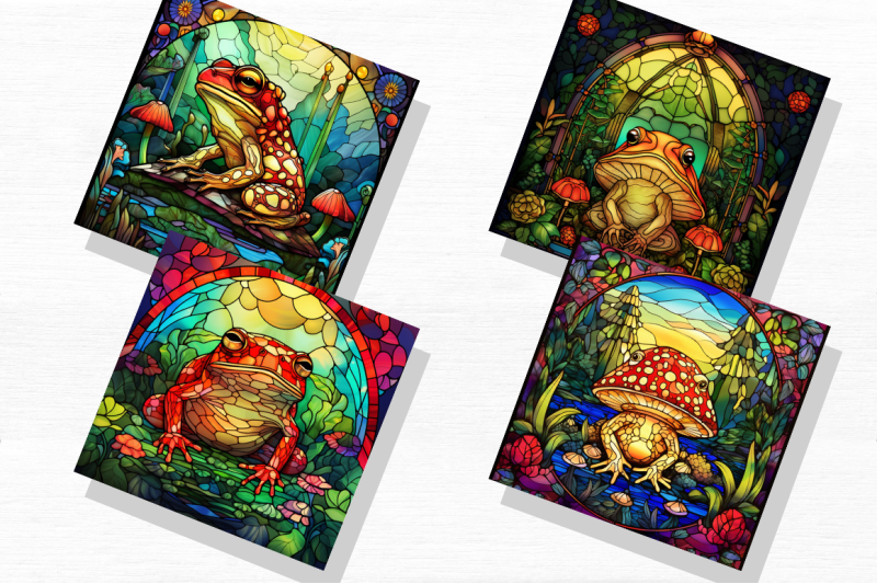 frog-mushroom-stained-glass-backgrounds-bundle